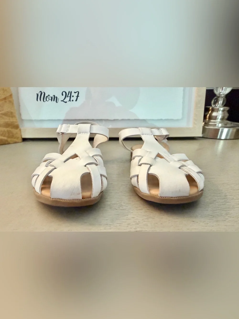 Cat & Jack Girls White Fisherman Sandals 12